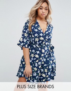 yumi floral print wrap dress navy