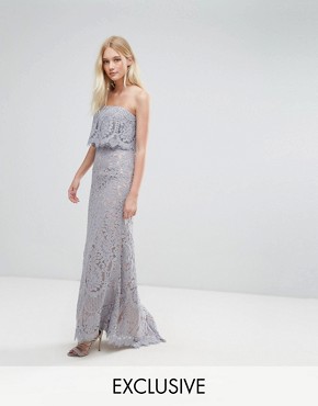 jarlo all over lace bandeau maxi dress