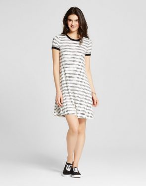 photo Ringer T-Shirt Dress by Mossimo Supply Co., color Black/White Stripe - Image 1