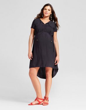 photo Maternity Eyelet Dress by 14Th Place, color Black - Image 1