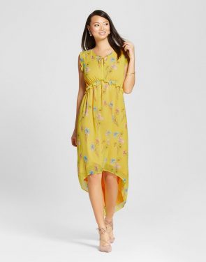 photo Floral Ruffle Maxi Dress by Merona, color Yellow Floral - Image 1