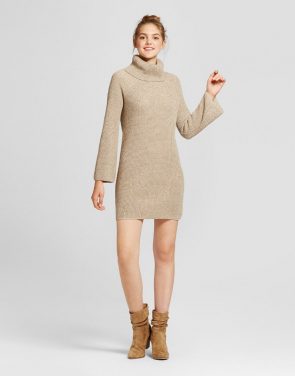 photo Cowl Neck Sweater Dress by Mossimo Supply Co., color Beige - Image 1