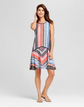 photo Mixed Stripe Tank Dress with Contrast Piping by Chiasso, color Blue/Coral - Image 1