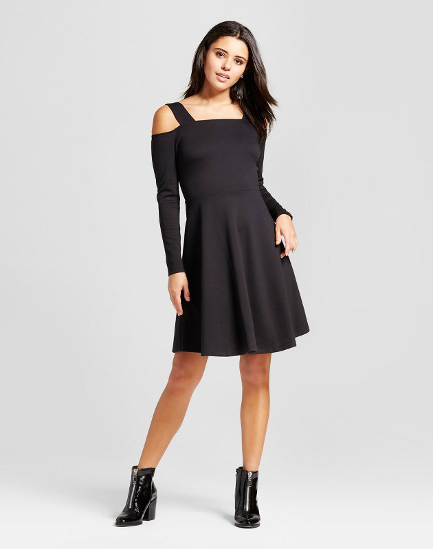 photo Cold Shoulder Fit and Flare Dress by Mossimo, color Black - Image 1