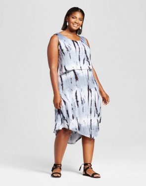 photo Plus Size Tie Dye Popover Dress by Notations, color Grey - Image 1