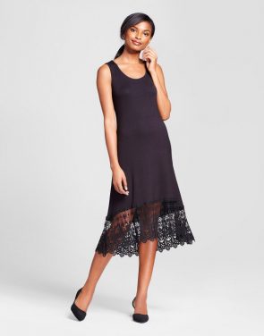 photo Sleeveless Maxi Dress with Crochet Trim by Loramendi, color Black - Image 1