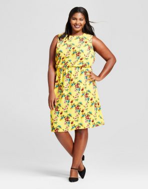 photo Plus Size Floral Crepe Tank Dress by A New Day, color Yellow - Image 1