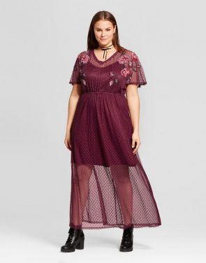 photo Plus Size Mesh Embroidered Dress by Xhilaration, color Red - Image 1