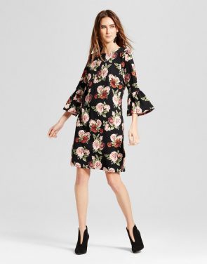 photo Floral Ruffle Sleeve Shift Dress by Alison Andrews, color Multi - Image 1