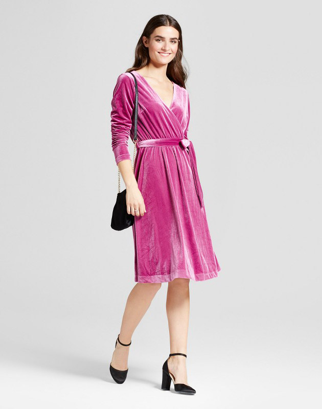 photo Velvet Wrap Dress by Mossimo, color Pink - Image 1