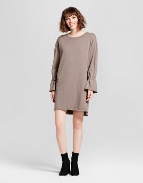 photo Tie Sleeve Sweater Dress by nitrogen, color Brown - Image 1