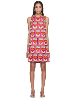 photo Pink A-Line Logo Amore Energy Dress by Dolce and Gabbana - Image 1
