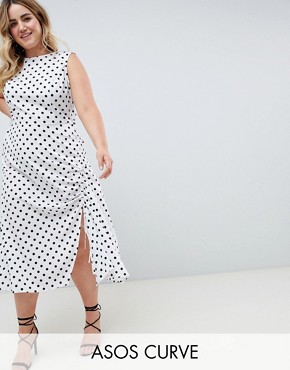 asos curve polka dot dress