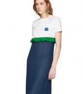 photo White and Blue Chiffon Long T-Shirt Dress by Prada - Image 4