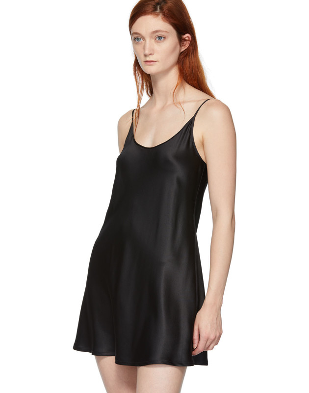 Black Silk Short Slip Dress by La Perla