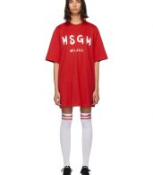 photo Red Paint Brushed Logo T-Shirt Dress by MSGM - Image 1