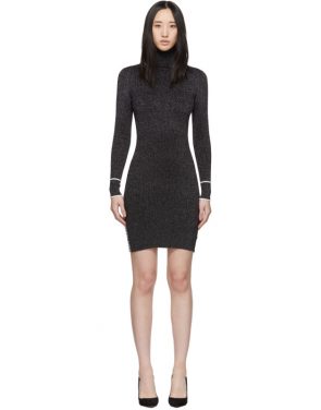 photo Silver and Black Lurex Logo Turtleneck Dress by Off-White - Image 1