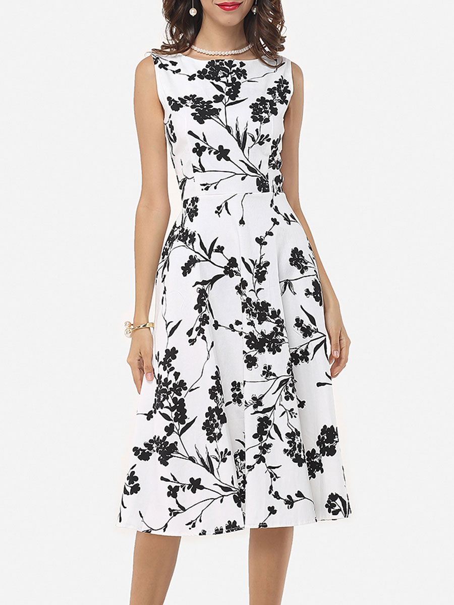 boat print skater dress