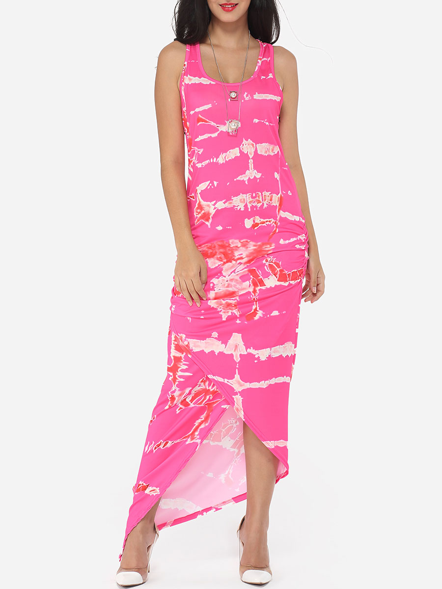 rose color maxi dress