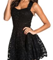 photo All Black Lace Party Skater Dress by OASAP, color Black - Image 1