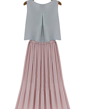photo All-Matching Drop-Waist Midi Dress by OASAP, color Grey Blush - Image 2