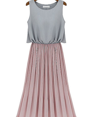 photo All-Matching Drop-Waist Midi Dress by OASAP, color Grey Blush - Image 1