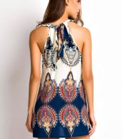 photo Appealing Printed Sleeveless Halter Mini Dress by OASAP, color Multi - Image 3