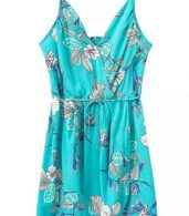 photo Aqua Exquisite Floral Print Summer Mini Dress by OASAP, color Aqua - Image 3