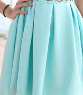 photo Aqua Lace Insert Mini Dress by OASAP, color Aqua - Image 4