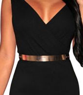 photo Black Faux Wrap Belted Fashion Midi Dress by OASAP, color Black - Image 4