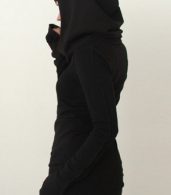 photo Black Long Sleeve Slim Fit Hooded Dress by OASAP, color Black - Image 4