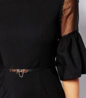 photo Black Mesh Panel Half Flare Sleeve Bodycon Dress by OASAP, color Black - Image 4