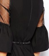 photo Black Mesh Panel Half Flare Sleeve Bodycon Dress by OASAP, color Black - Image 5