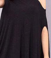 photo Black Oblique Neck Sleeveless Asymmetrical Dress by OASAP, color Black - Image 2