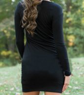 photo Black Round Neck Long Sleeve Slim Fit Dress by OASAP, color Black - Image 2
