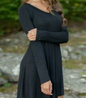photo Black V-Neck Long Sleeve Stretch Knit Trapeze Dress by OASAP, color Black - Image 3
