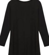 photo Black V-Neck Long Sleeve Stretch Knit Trapeze Dress by OASAP, color Black - Image 5