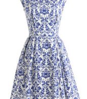photo Blue and White Porcelain Inspired Skater Dress by OASAP, color Blue - Image 14