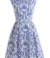 photo Blue and White Porcelain Inspired Skater Dress by OASAP, color Blue - Image 4