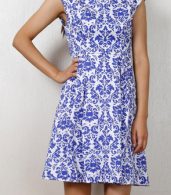 photo Blue and White Porcelain Inspired Skater Dress by OASAP, color Blue - Image 6