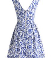 photo Blue and White Porcelain Inspired Skater Dress by OASAP, color Blue - Image 10
