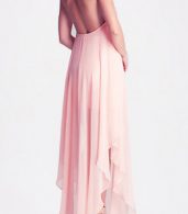 photo Blush Halter Neckline Backless Maxi Chiffon Dress by OASAP, color Blush - Image 2