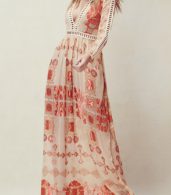 photo Bohemia Print Deep V-Neck Lace-Paneled Maxi Chiffon Dress by OASAP, color Multi - Image 3