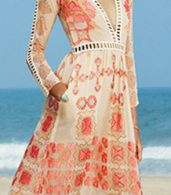 photo Bohemia Print Deep V-Neck Lace-Paneled Maxi Chiffon Dress by OASAP, color Multi - Image 5