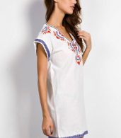 photo Bohemian Embroidery V-Neck Mini Dress by OASAP, color White - Image 3