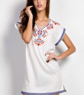photo Bohemian Embroidery V-Neck Mini Dress by OASAP, color White - Image 4