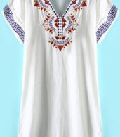 photo Bohemian Embroidery V-Neck Mini Dress by OASAP, color White - Image 7