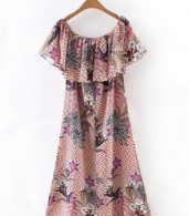 photo Boho Floral Print Off-the-Shoulder Side Slit Dress by OASAP - Image 2