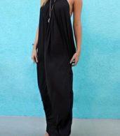 photo Boho Sleeveless Halter Loose Fit Maxi Dress by OASAP, color Black - Image 2