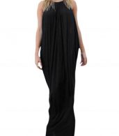 photo Boho Sleeveless Halter Loose Fit Maxi Dress by OASAP, color Black - Image 1